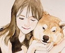 ペットは家族。人とペットの似顔絵描きます 水彩画で人とペットの似顔絵を可愛く描きます。 イメージ1