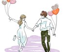 オシャレな線！ブライダルイラスト描きます お写真を元にカップルのイラストデータ作成します イメージ3