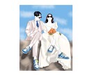 いただいた写真をもとに線画イラストを描きます 結婚式アイテムや、SNSアイコンなど様々な用途で使用できます イメージ8