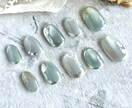 水光ミントブルーのネイルチップの現品販売しています オリジナルブレンドのカラーとデザインであなたの日常に彩りを イメージ1