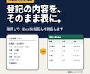 不動産の登記情報を取得して表に転記します 登記PDF＋Excel転記で、物件情報の整理を楽に イメージ1