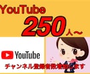 YouTubeチャンネル登録者数増加します 登録者増加250人～サポートさせて頂きます。 イメージ1