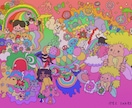 ポップサイケ風一枚絵の作成承ります レトロでポップでゆるくてサイケな、楽しい作品です イメージ2
