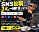 SNS投稿3本を30分で一緒に作ります 投稿ネタ・文章・見せ方まで初心者向けに一緒に作ります イメージ1