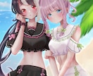 量産夢絵作成します 夏季限定の水着 百合？イラスト作成 イメージ2