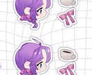 ネップリ対応　フレークシールちゃんを描きます ミニキャラ横顔＋お好きなモチーフ2点描きます。 イメージ4