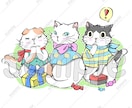 商用利用OK！猫の手書きイラスト販売しています SNS、パンフレットやチラシ、POP、名刺、印刷の素材に★A イメージ3