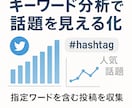キーワード分析で話題を見える化します 指定ワードを含む投稿を収集・分析 イメージ1