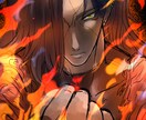 アイコンや動画やサムネに！格好いい一枚絵描きます 光と影のメリハリ！炎を纏うような迫力の一枚絵を描きます！ イメージ2