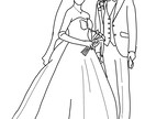 写真をもとに描く ブライダル線画イラスト作製します 結婚式や記念日に。大切な時を繊細で上品な線で美しく残します。 イメージ1