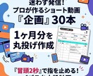 迷わず発信｜ショート動画企画書30本作成します もうネタに悩まない。1ヶ月分まとめて作成します イメージ1