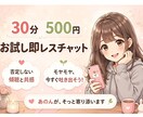 即レス30分500円！モヤモヤ解消できます 雑談から愚痴歓迎！否定しないで共感傾聴 イメージ1