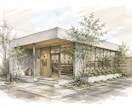 暖かみのある手書き風外観、内観パースを描きます 住宅・店舗を暖かく見せる手書き表現 イメージ3