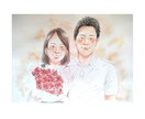 ウェディングシーンにぴったりの似顔絵をお描きします ウェルカムボードや結婚証明書、両親贈呈品などにおすすめです イメージ1