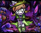 ポップでダークなキャラクターイラストを描きます 背景・色合いにもこだわり描写致します！ イメージ3