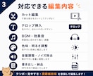 SNS向け縦型動画を見やすく編集します SNSで最後まで見てもらえる、テンポの良い動画を心がけます イメージ3