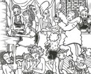 似顔絵で線画の1枚絵をお描きいたします 背景まで描かれた似顔絵作品を作りませんか イメージ1