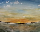 心に残る風景画（海、朝日、夕日、空など）描きます 水彩画を油絵のように描く風景画 イメージ6