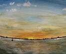 心に残る風景画（海、朝日、夕日、空など）描きます 水彩画を油絵のように描く風景画 イメージ6