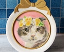 お花で飾った愛猫ちゃんのミニ肖像画を手描きします パステルの温かいタッチで可愛らしく♡リボンフレーム付きです♫ イメージ9