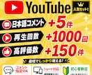 YouTube日本語コメント＋再生・評価増やします コメント5件＋再生1,000回＋高評価150件まとめて対応！ イメージ1