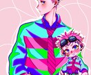 レトロポップな色塗り、カッコ可愛い絵柄で描きます 値段は5000円で、アイコン用メインで描いています。 イメージ1