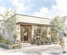 手描き建築外観パース（手書き）制作します 住宅・店舗をあたたかく魅せる手描き風表現 イメージ3