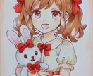 コピックでふんわり可愛い女の子を描きます 手描きの温かさを大切に仕上げるアナログ作品です イメージ3