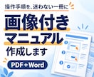 ソフトの1操作を画像付き手順書にまとめます 画面と短い説明で、開始から完了までを1冊に イメージ1