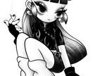 キュートでダークな白黒イラスト描きます 他にはない作風で目を引くイラストを制作します イメージ5