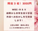 限定３名！WISC‐Ⅳ・Ⅴ結果の生かし方教えます 実施件数100件超！結果から日常生活や学習方法の助言をします イメージ1