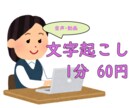 1分60円～長時間OK、文字起こしいたします インタビューや会議などの音声や動画を可視化します イメージ1