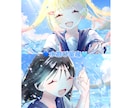 夏にぴったり！海辺で水遊びをする量産描きます お友達やオリキャラ同士のペア画にもぴったりです♡ イメージ1