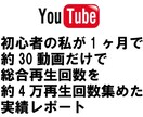 You tube初心者の私が1ヶ月で約30動画だけで総合再生回数を約4万再生回数集めた実績レポート イメージ1