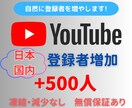 YouTube日本エリア登録者500名〜増やします ☆高品質☆減少補償☆日本エリア登録者+50名サービス中！ イメージ1