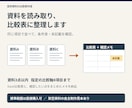 提供資料を同じ軸で比較表に整理します ３資料・８項目まで、条件差と未記載も見える表に イメージ1
