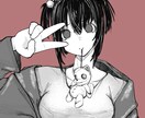 ひと味違う！可愛いモノクロイラスト描きます ミニキャラ、アイコン以外のイラスト可能です◎ご相談ください イメージ2