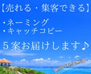 心に響く、ネーミングorキャッチコピー5案考えます お客様の"コトバ"の悩み、石垣島で育てた感性で解決します。 イメージ1