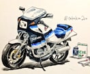 水彩画   バイク 旧車 イラスト イメージ1