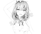 線画の可愛い女の子描きます 漫画風タッチ黒一色のオリキャラ制作 イメージ2