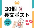 時短！X旧Twitter長文ポスト30個作成します 発信内容や軸を踏まえて1か月分作成します イメージ1