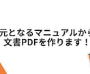 元となるマニュアルから文書PDFを作ります 元となるマニュアル・説明文があれば文書PDFにできます！ イメージ1