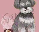 お花と大切な愛犬の似顔絵描きます デフォルメされた犬の似顔絵ですペット/犬/似顔絵/イラスト イメージ3