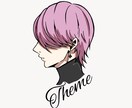 横顔のシンプルなSNSアイコンを作製いたします ご希望の髪型や文字を入れてオリジナルのアイコンを作製します イメージ3