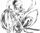 筆ペン又は筆ペン調のなんか絵+αを描きます 某アニメ会社の偉い人に勿体ないくらい面白い絵と評価頂きました イメージ3