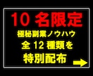 全12個の極秘副業ノウハウを購入後即配布します 脅威の半額セール！もってるノウハウを全てお渡しします！ イメージ2