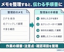 仕事のメモから業務手順書を作成します 箇条書きから、作業順・注意点が伝わるマニュアルへ イメージ2
