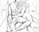 少女漫画　カップル　萌えなどイラスト描きます 制作します(モノクロ　白黒　シャーペン画　恋人イラスト) イメージ4