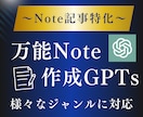 プロ級【万能型】note記事作成GPTs提供します AI使って楽をするためのツールです イメージ1