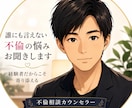 誰にも言えない不倫の悩みをチャットでお聞きします 不倫する側・される側、どちらも否定せずお話を聞きます。 イメージ1